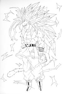 Ausmalbild von Goku zum Ausdrucken und Ausmalen für Kinder : Super Saiyan (Fan Art)