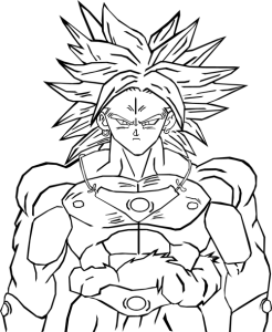 Ausmalbild von Goku zum Ausdrucken und Ausmalen für Kinder : Broly Super Saiyan - Körper