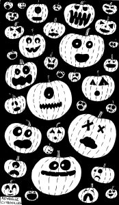 Ausmalbild von Kurbis zum Ausdrucken und Ausmalen für Kinder : Halloween Coloriage zum Ausdrucken