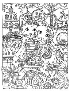 Ausmalbild von Liebe zum Ausdrucken und Ausmalen für Kinder : Coloriage einer Katze zum Ausdrucken