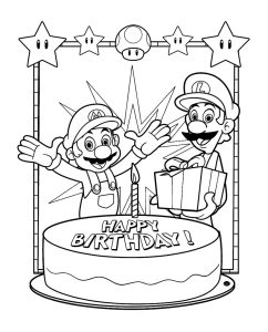 Ausmalbild von Luigi zum Ausdrucken und Ausmalen für Kinder : Kostenlose Malvorlage für Kinder mit Mario Bros zum Ausdrucken