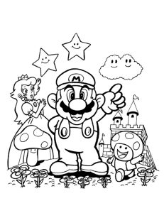 Ausmalbild von Toad zum Ausdrucken und Ausmalen für Kinder : Coloriage Mario Bros Vintage - 2