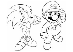 Ausmalbild von zum Ausdrucken und Ausmalen für Kinder : Mario & Sonic