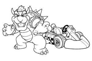 Ausmalbild von Bowser zum Ausdrucken und Ausmalen für Kinder : Mario Kart Ausmalbilder zum kostenlosen Ausdrucken