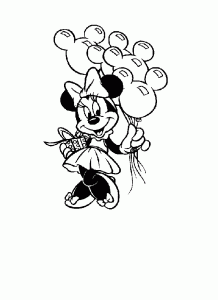 Ball : Minnie mit Ballons ausmalen