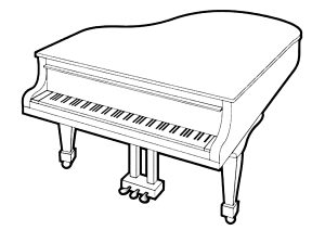 Ausmalbild von Klavier zum Ausdrucken und Ausmalen für Kinder : Piano