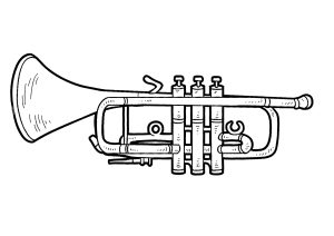 Ausmalbild von zum Ausdrucken und Ausmalen für Kinder : Trompete