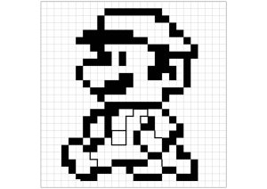 Ausmalbild von Mario zum Ausdrucken und Ausmalen für Kinder : Kostenlose und gratis Malvorlage für Kinder mit Pixel Art zum Ausdrucken