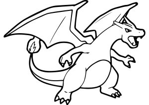 Ausmalbild von Pokemon zum Ausdrucken und Ausmalen für Kinder : Drachenfeuer, der Drache