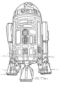 Ausmalbild von zum Ausdrucken und Ausmalen für Kinder : Star Wars: R2D2 wird auf Deutsch übersetzt als Krieg der Sterne: R2D2.