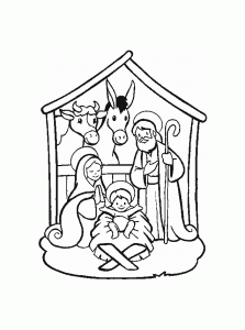 Ausmalbild von zum Ausdrucken und Ausmalen für Kinder : Weihnachtskrippe Coloriage zum kostenlosen Ausdrucken