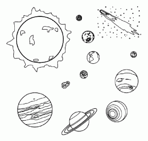 Ausmalbild von Sonne zum Ausdrucken und Ausmalen für Kinder : Coloriage de Espace (Planeten, Galaxie ...) zum kostenlosen Herunterladen