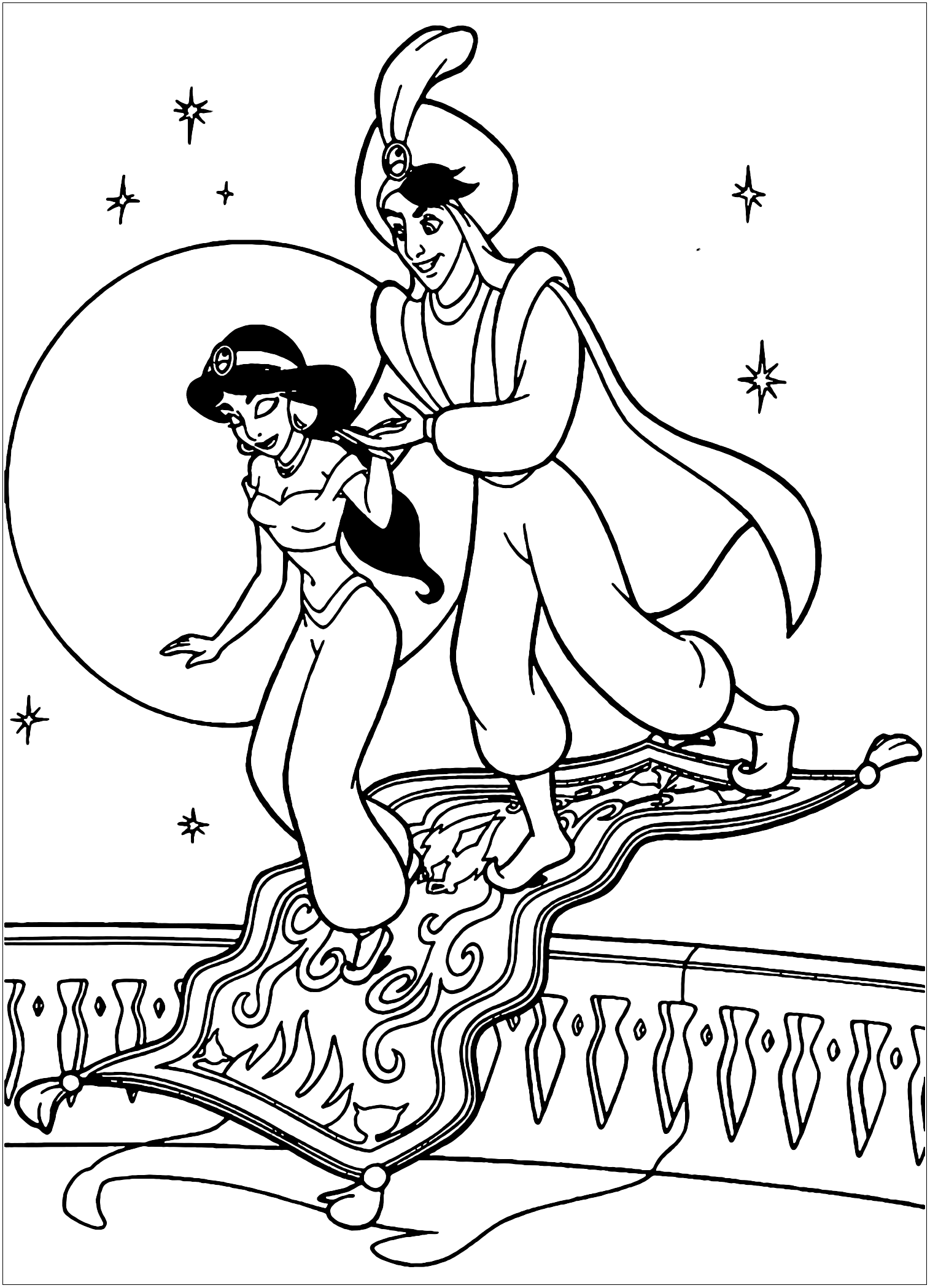 Aladino y Jasmine regresan de su viaje en una alfombra mágica