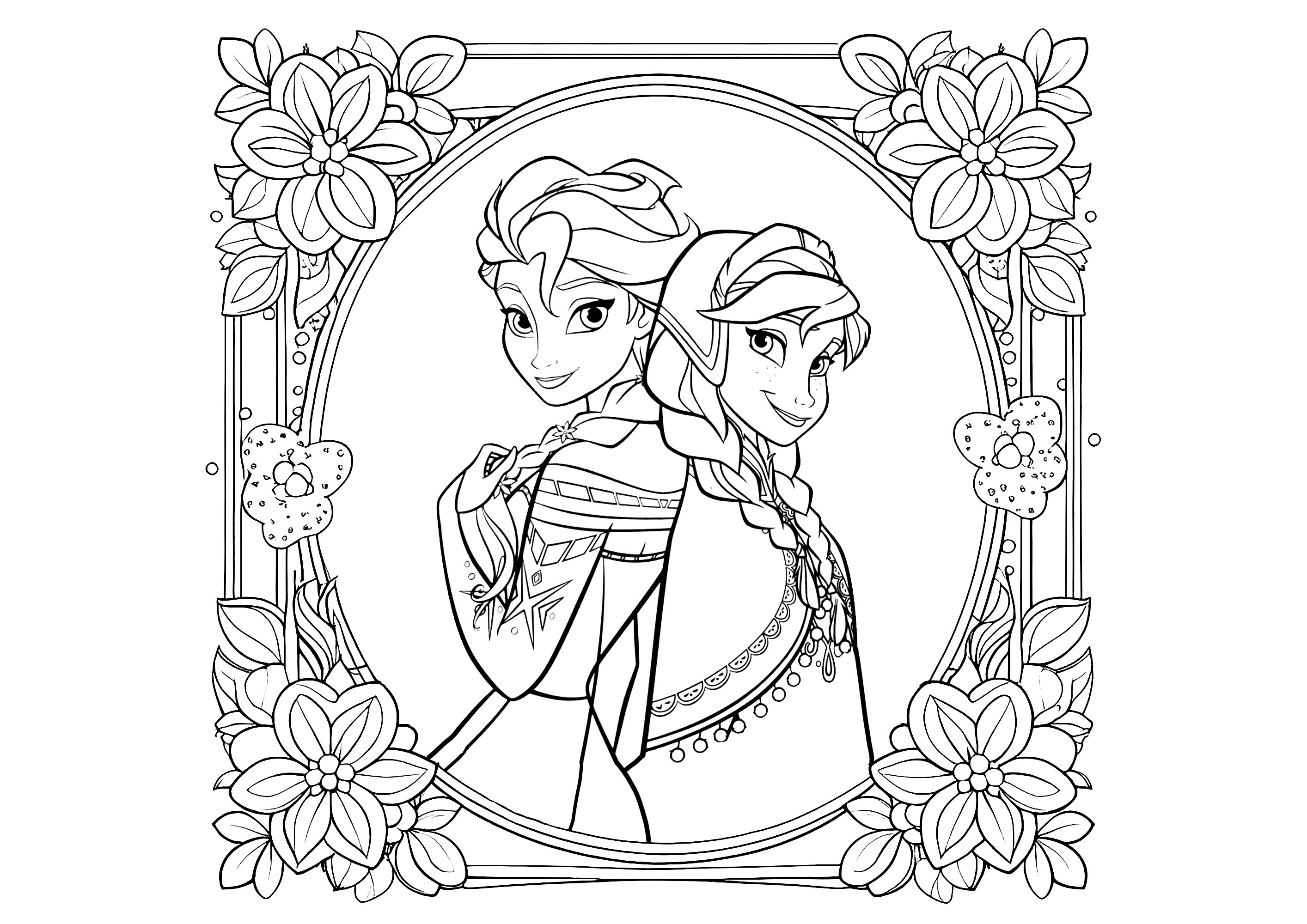 Anna y Elsa en un entorno florido - Páginas de Frozen (el Reino Del ...