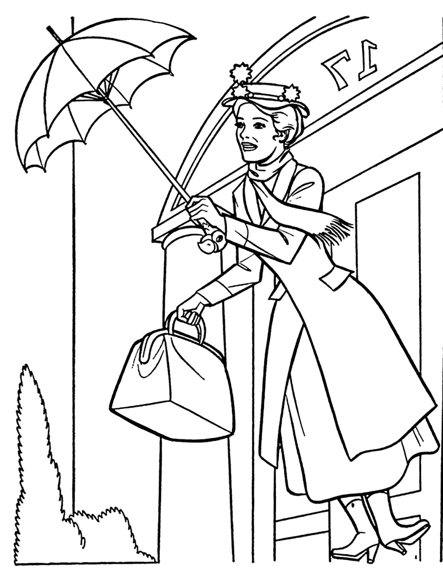 Coloriage simple de Mary Poppins - Mary Poppins - Dibujos para colorear ...