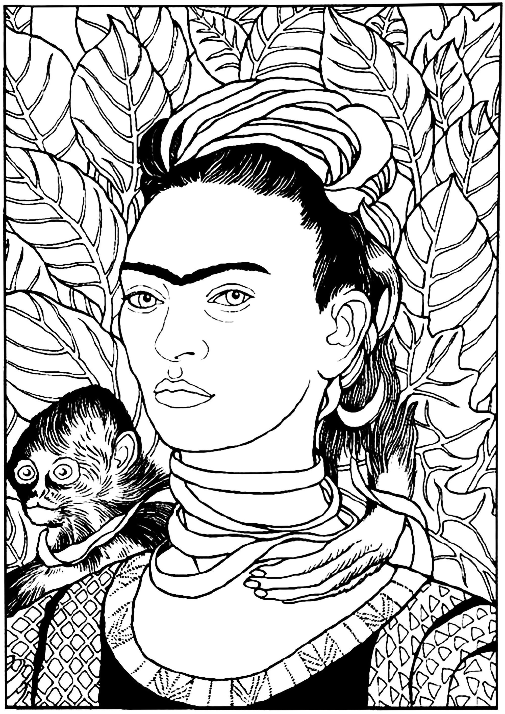 frida kahlo desenho para colorir