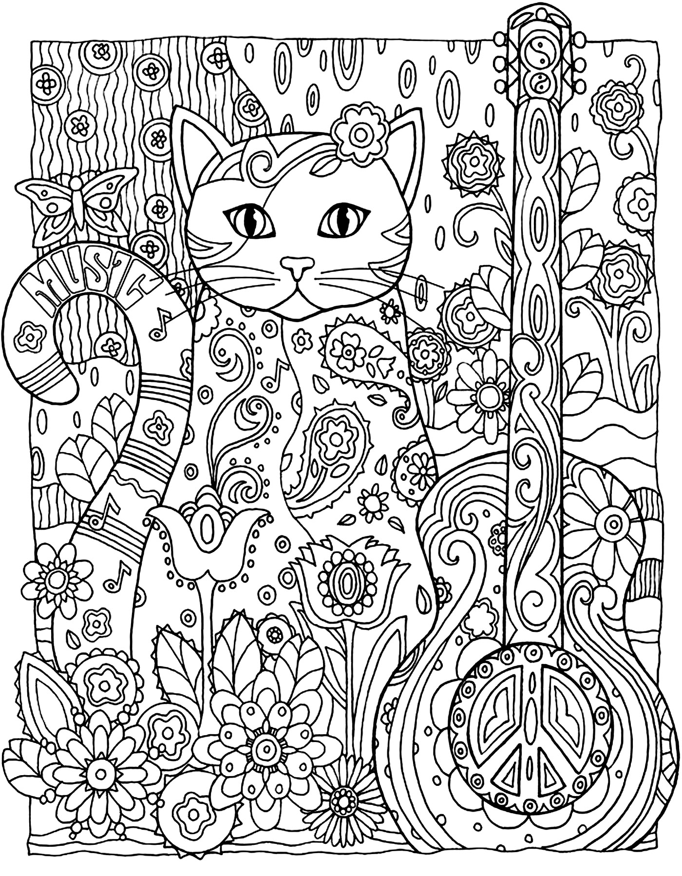 Desenhos para colorir gratuitos de Gatos para crianças - Gatos