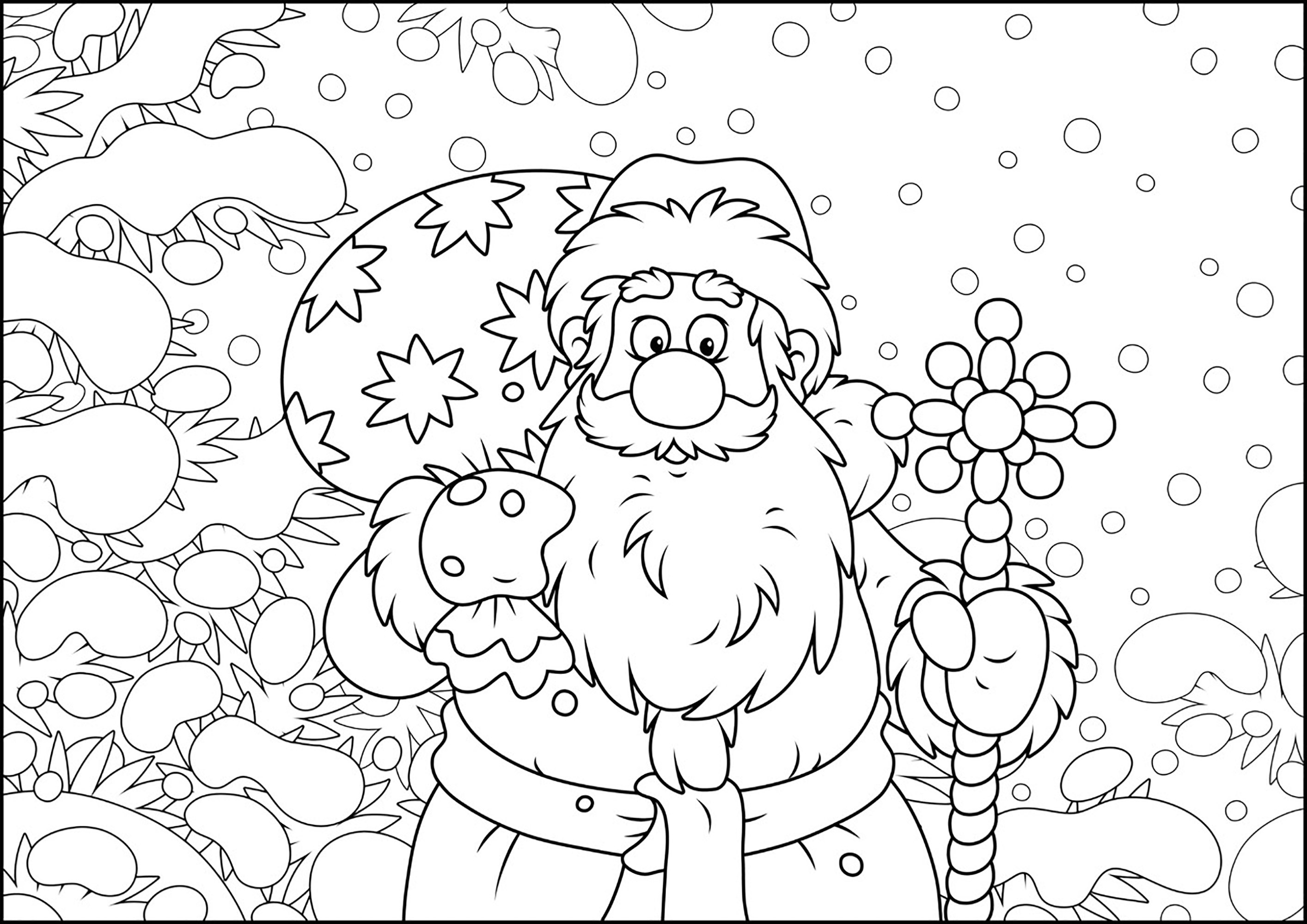 O Pai Natal em modo de desenho animado - Natal - Coloring Pages for Adults