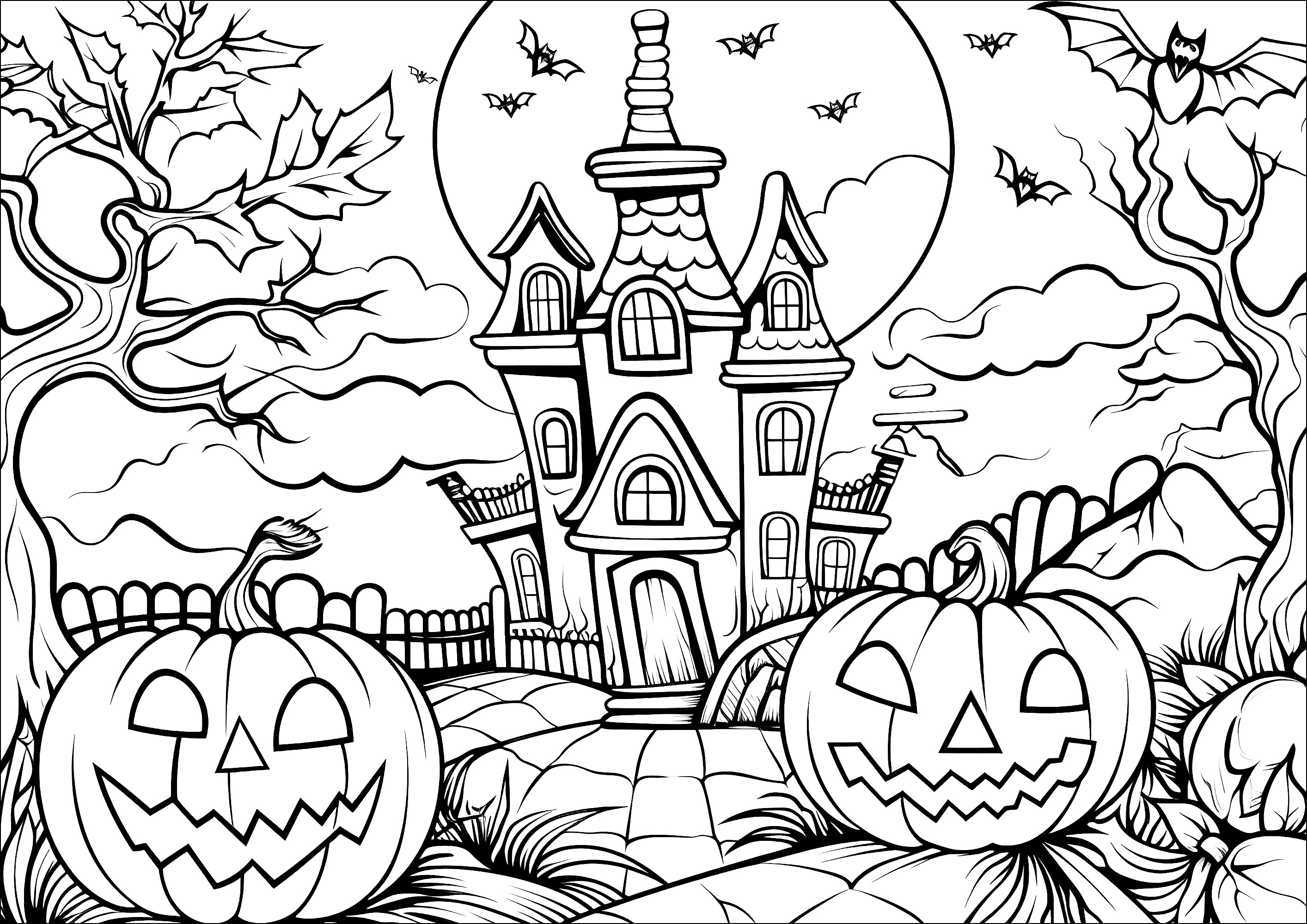 Desenho Para Colorir bruxa de Halloween - Imagens Grátis Para