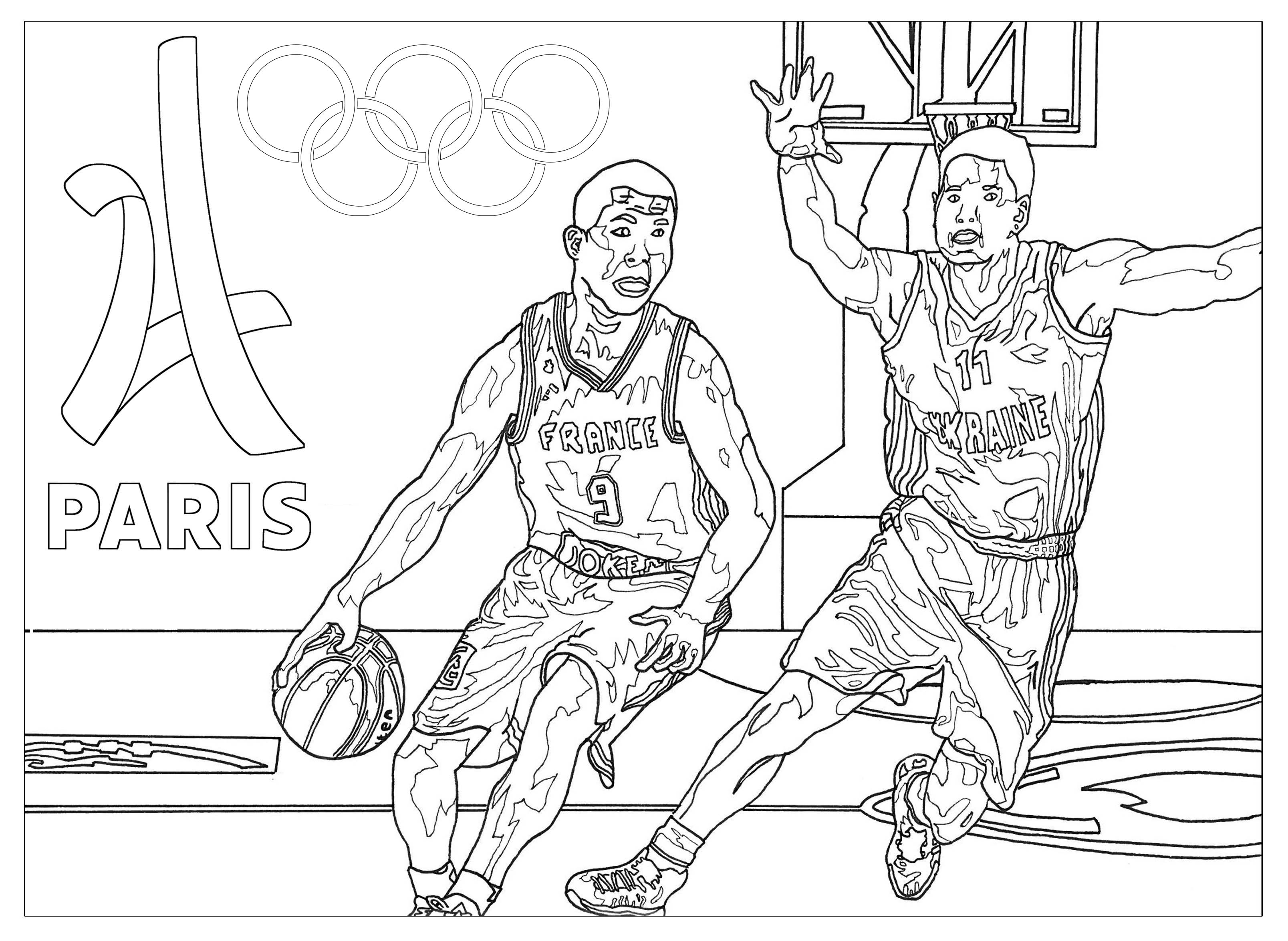 Desenhos sobre as Olimpíadas - Para colorir: Basquete — SÓ ESCOLA