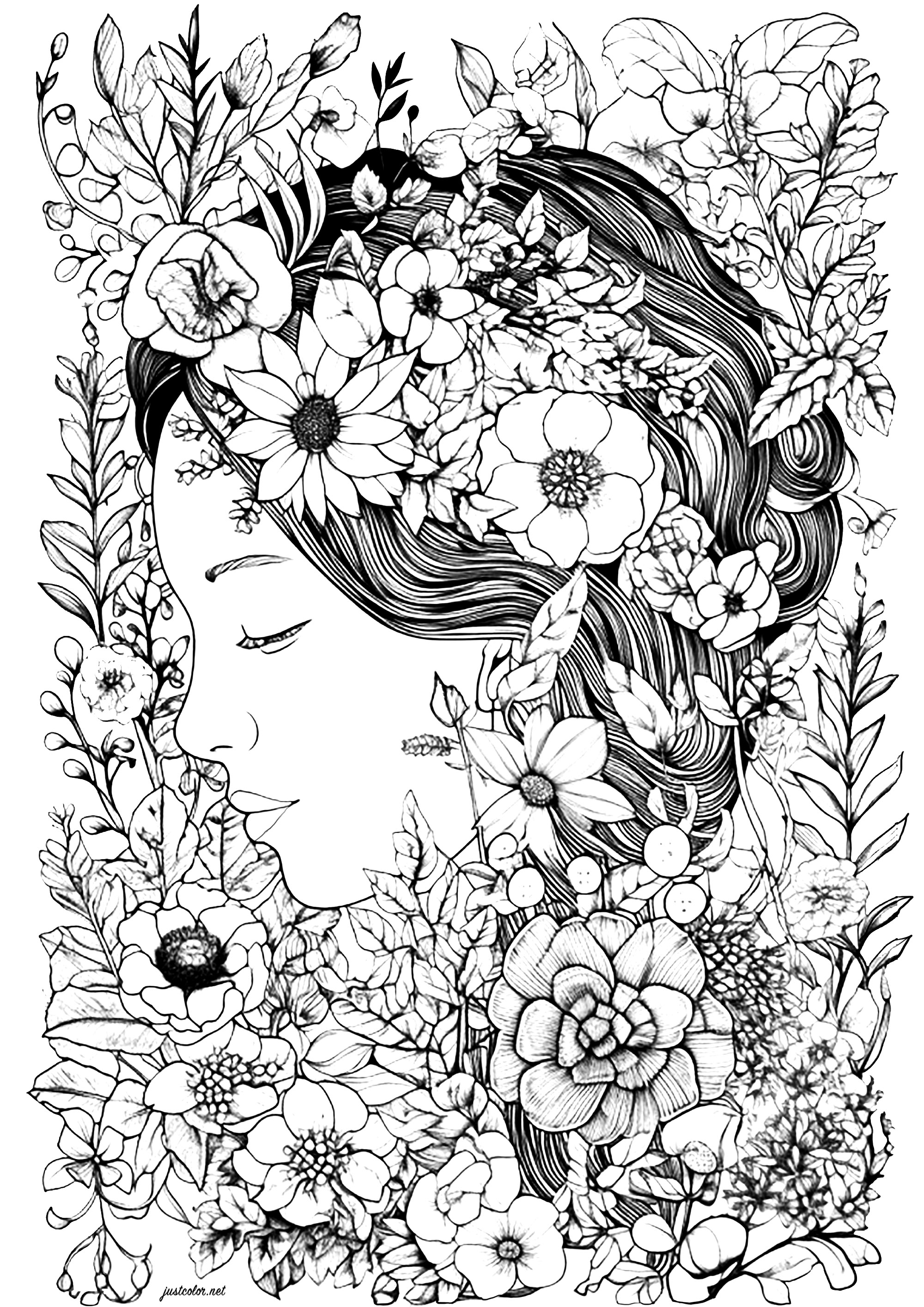 Desenhos para colorir para crianças de Flores e vegetação - Flores e  vegetação - Coloring Pages for Adults