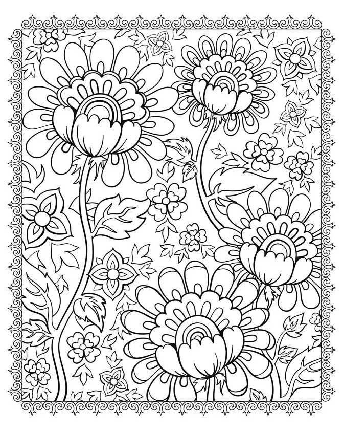 Desenho de flores para colorir para crianças página para colorir para  adultos