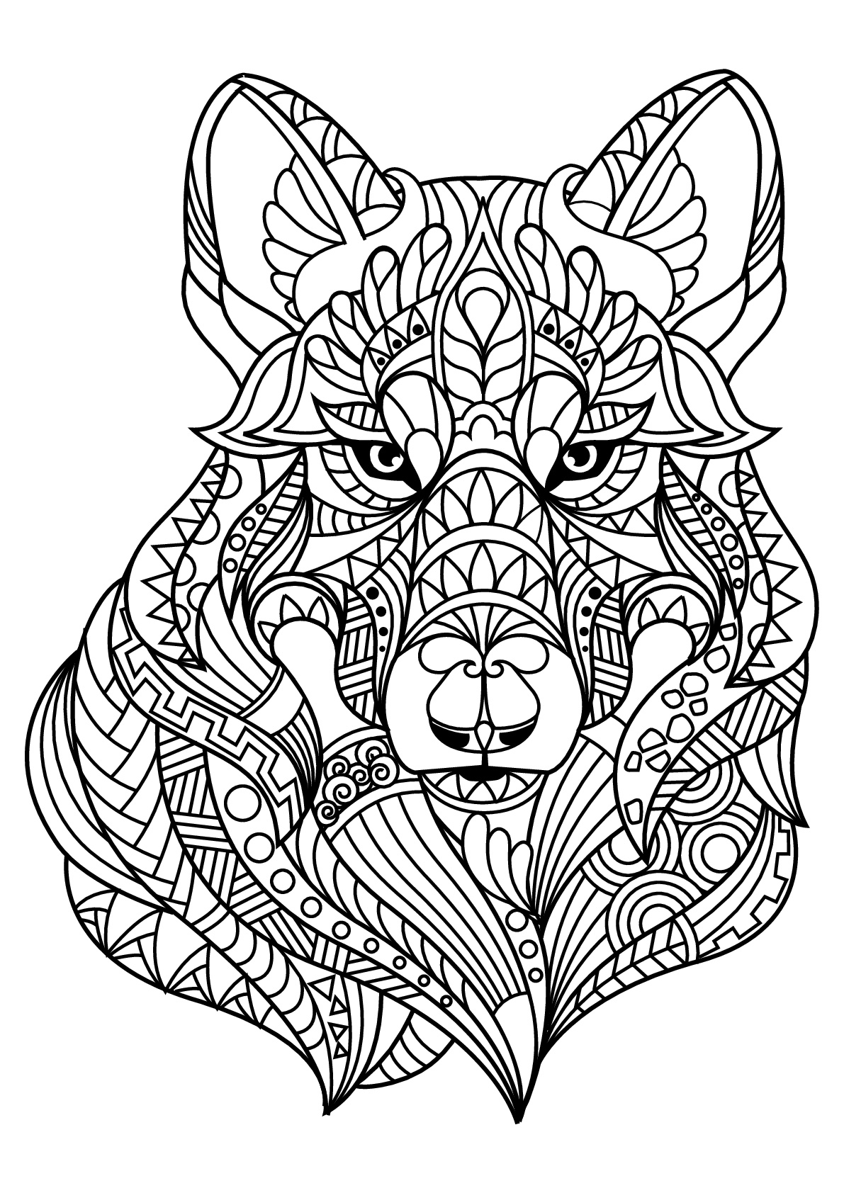 Desenhos para colorir gratuitos de Lobos para imprimir e colorir - Lobos -  Coloring Pages for Adults