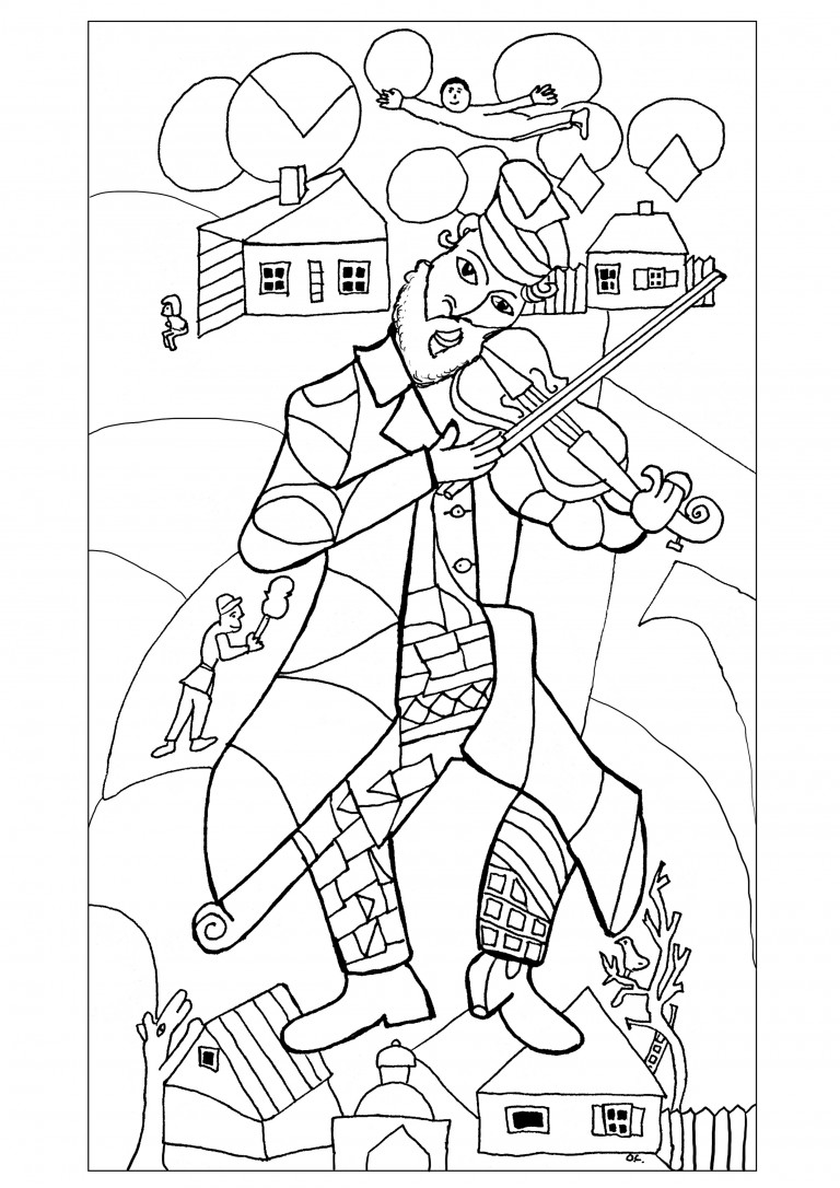 New coloring page from a Marc Chagall painting - Coloring Pages for Adults