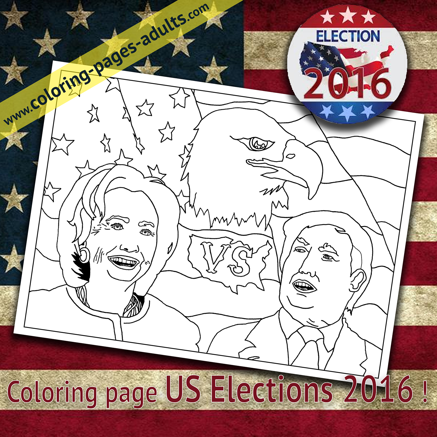 Coloring page for the 2016 U.S. Elections ! - Coloring Pages for Adults