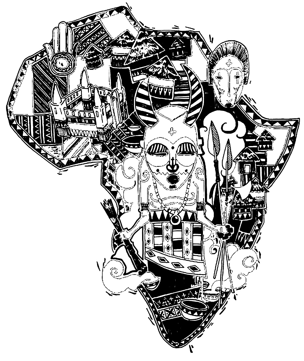 africa map coloring page