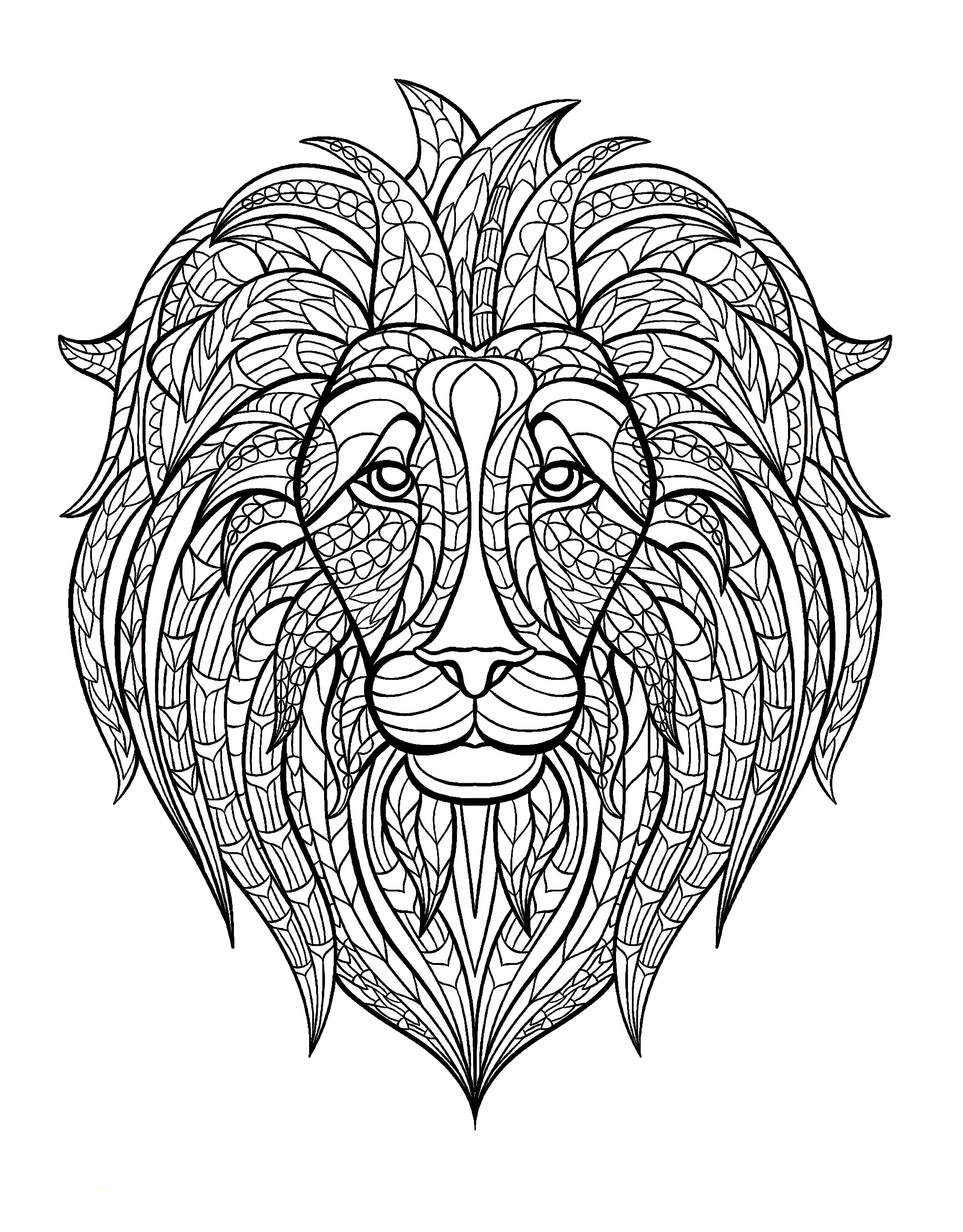 Lion head with a huge mane