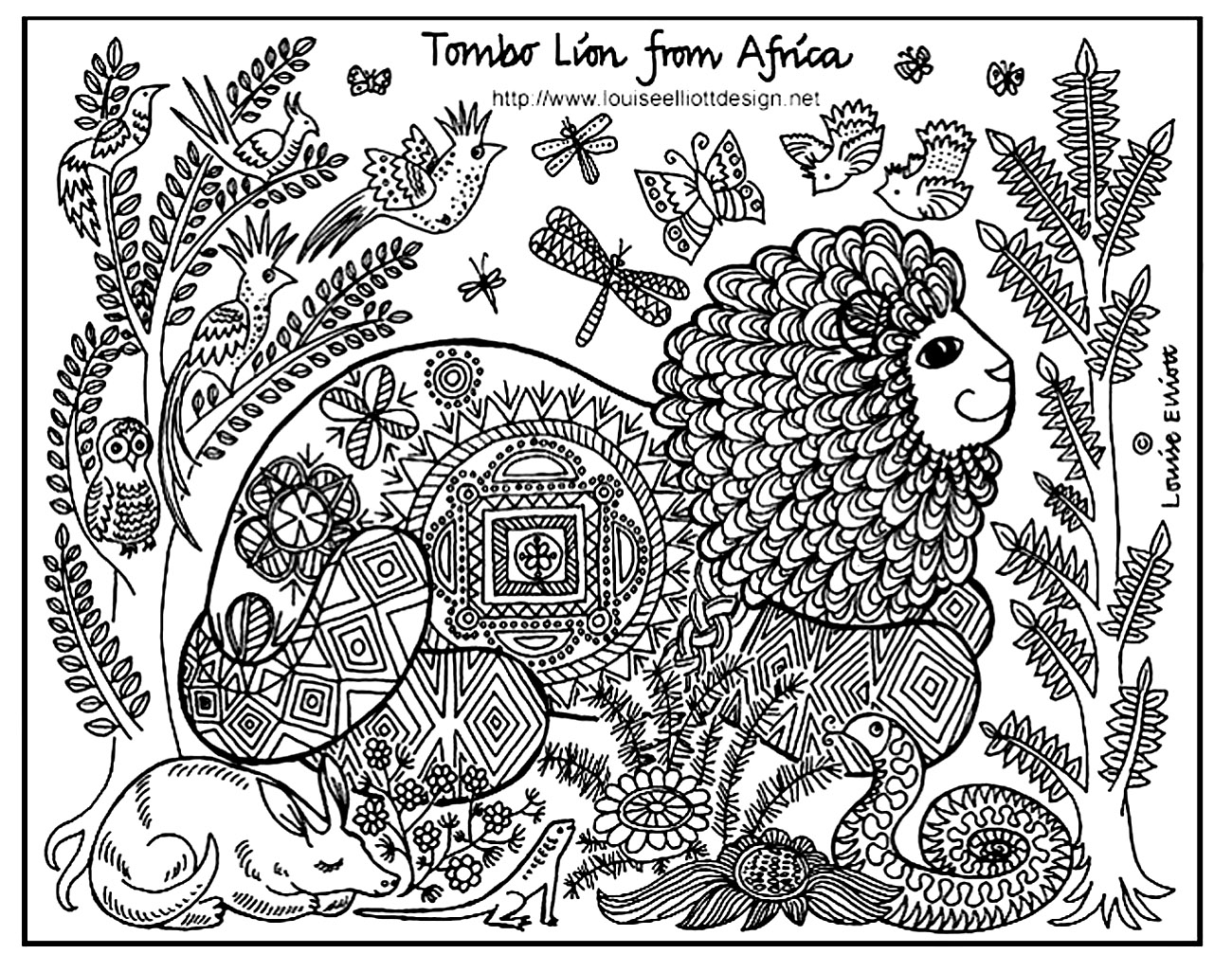 Engraving of a lion