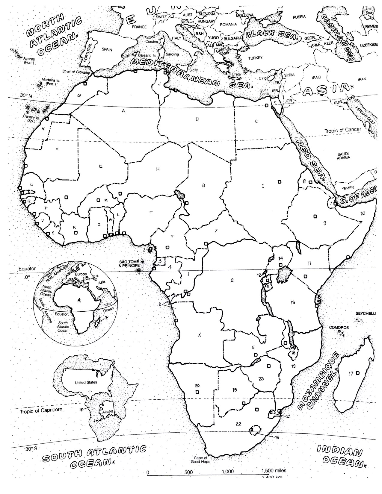 africa map coloring page