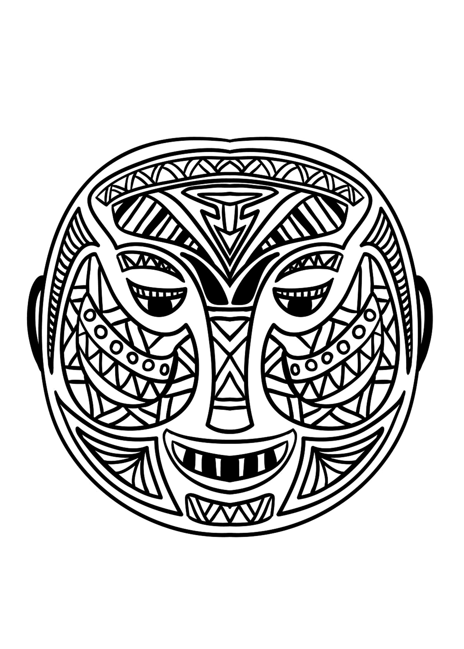Coloring picture of an African mask - 5