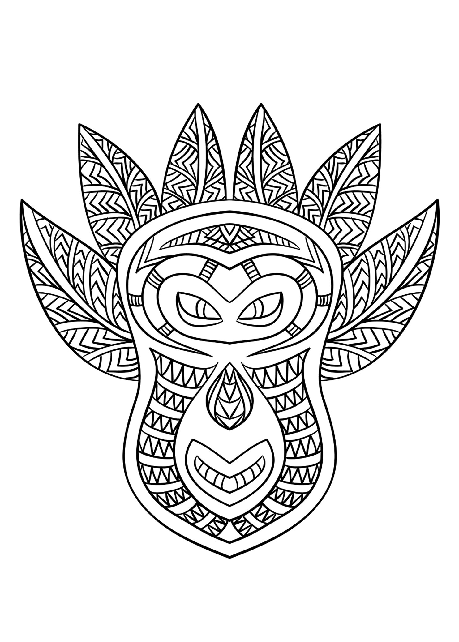 Coloring picture of an African mask - 6