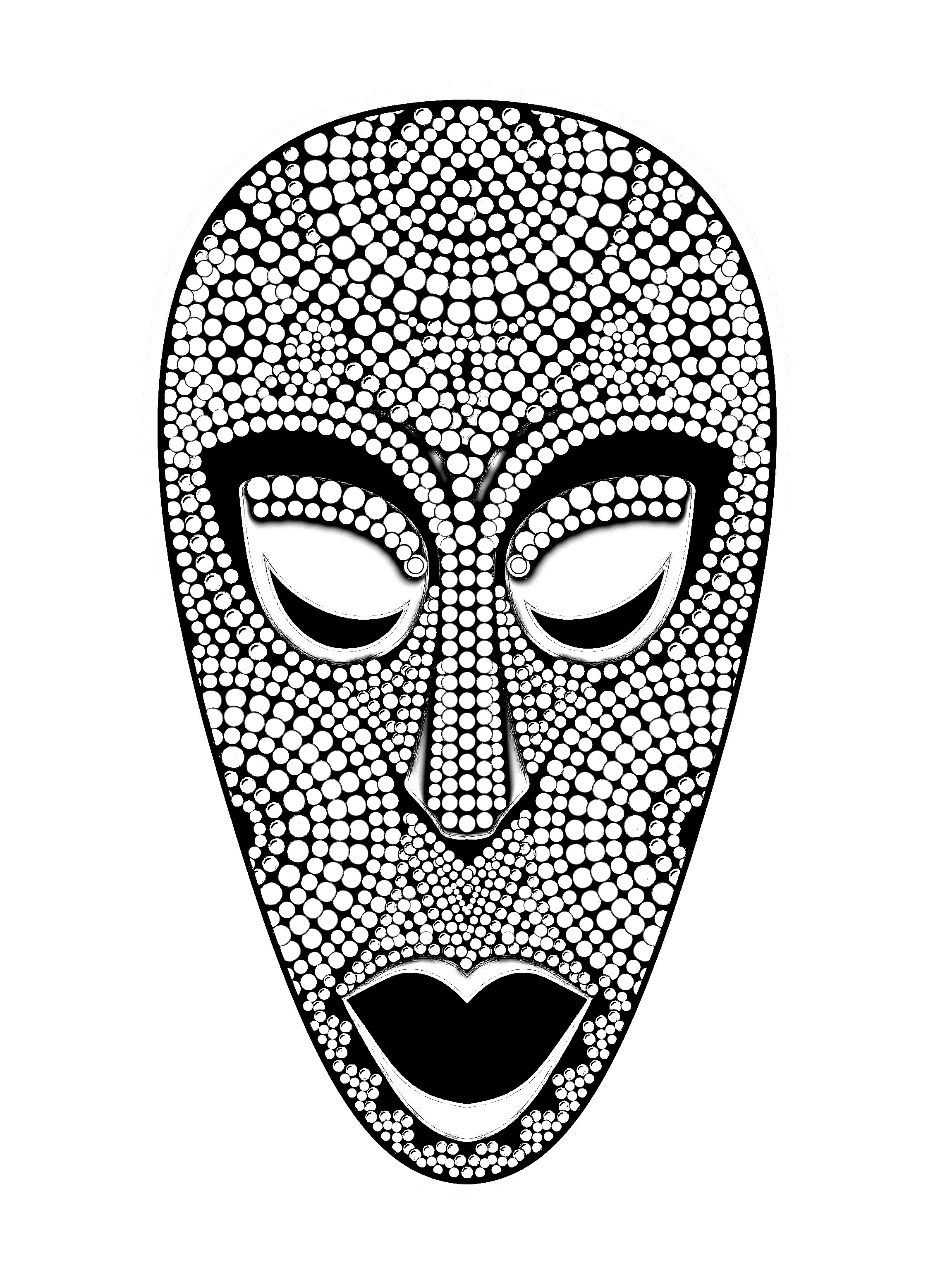 African Mask With Beads Africa Adult Coloring Pages