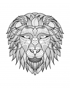 Coloring adult africa lion head 2