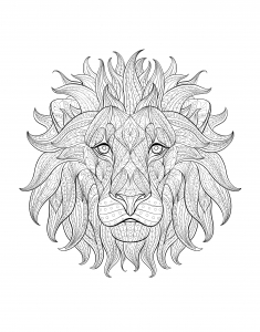 Coloring adult africa lion head 3