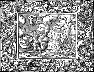 Coloring page created from a drawing by Virgil Solis (1514 - 1562)