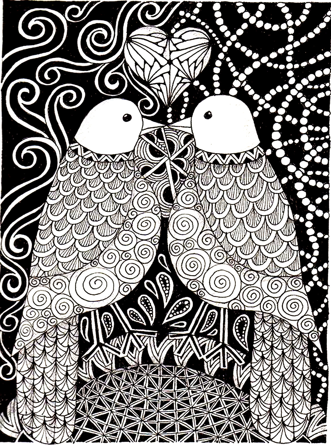 Download Love birds | Animals - Coloring pages for adults | JustColor