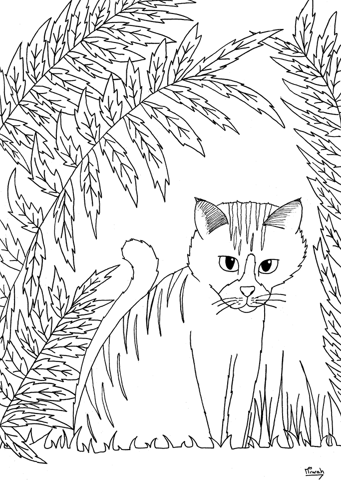 Little cute  cat  by miwah Animals Coloring  pages  for 