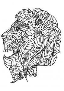 Mandala lion - Coloring pages for adults | JustColor