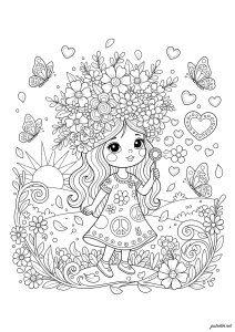 Child with flowery hair