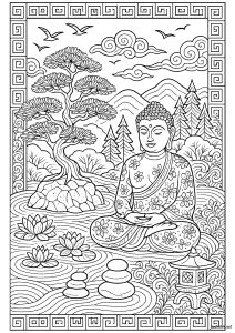 Buddhist Serenity at the Water's Edge