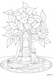 Yoga: Woman and cat