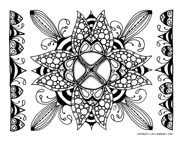 Symmetrical drawing. Like this art? Download more of Jennifer Stay’s pages at coloringpagesbliss.com, Artist : Jennifer Stay