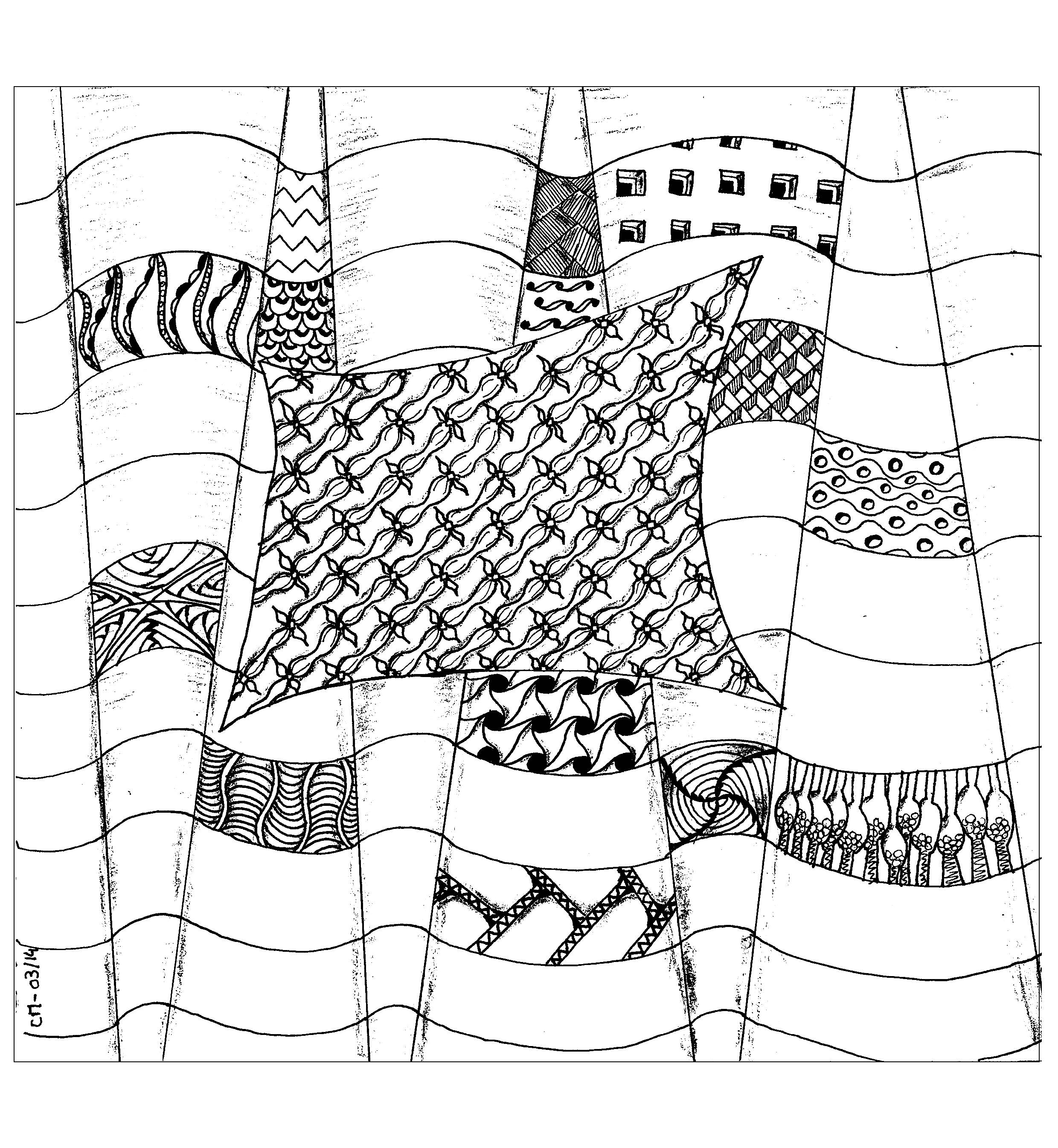 'Abstraction', exclusive coloring page See the original work, Artist : Cathy M