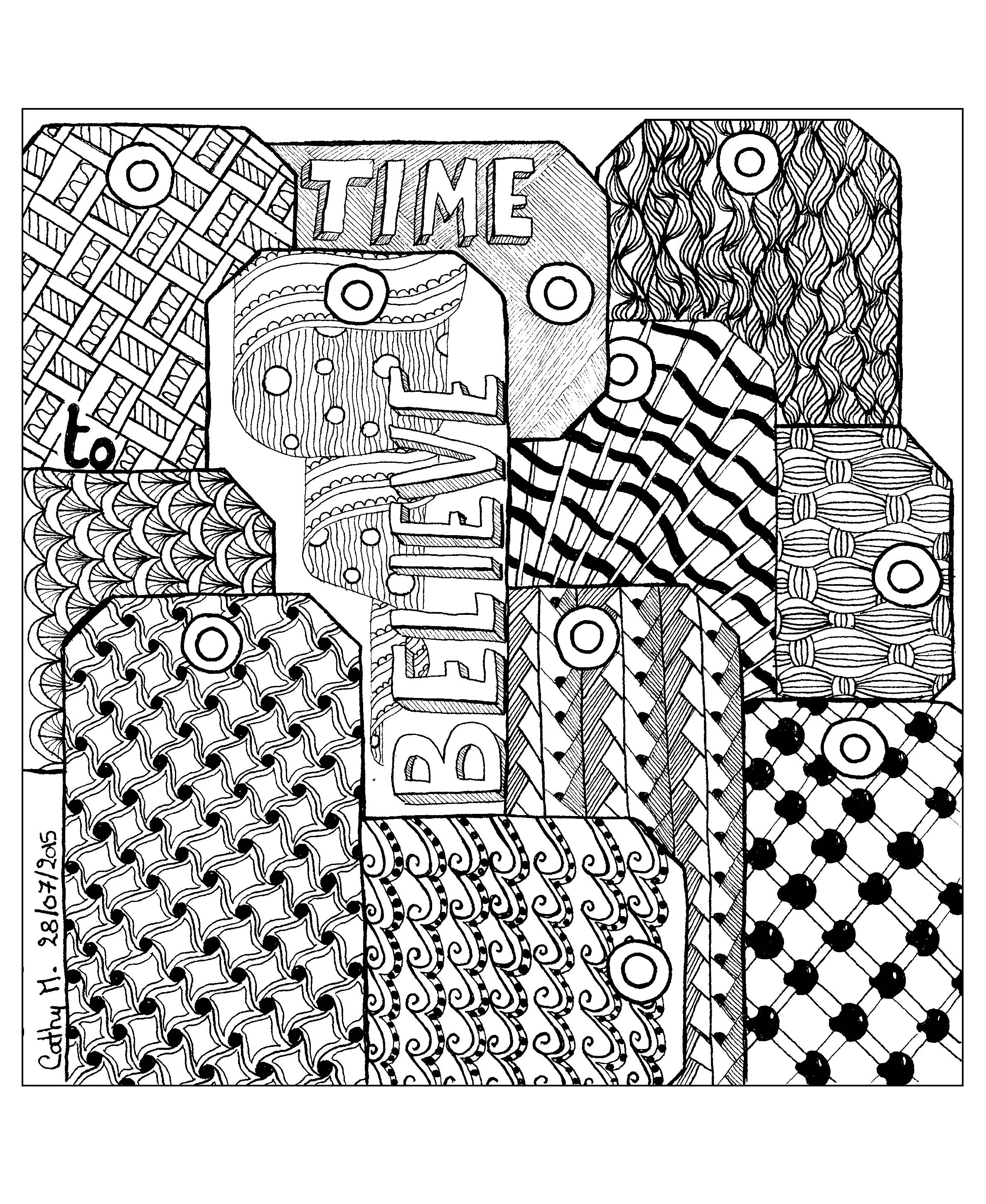 'Time to believe ', exclusive coloring page See the original work, Artist : Cathy M