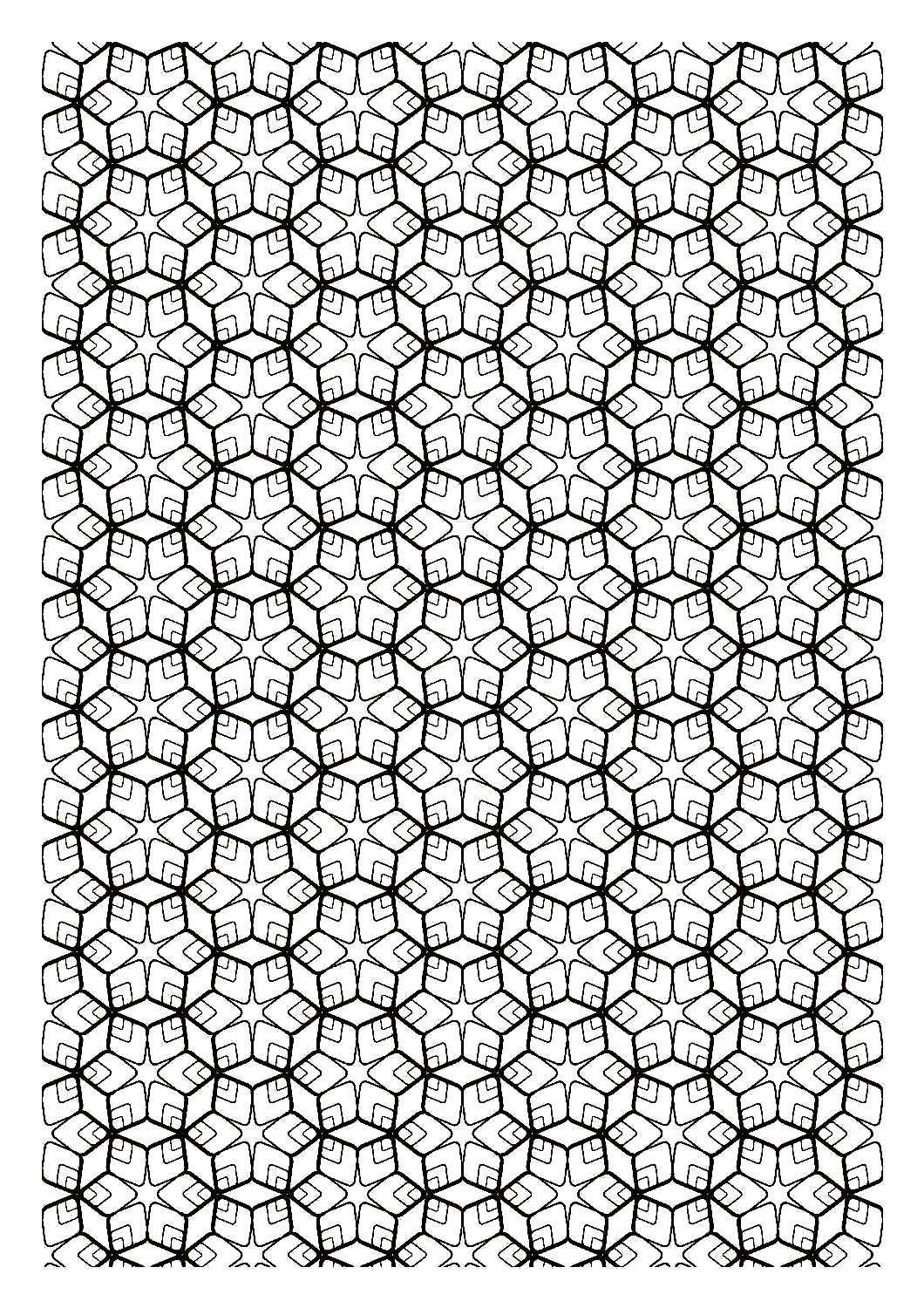 Numerous and geometric hexagons to color individually