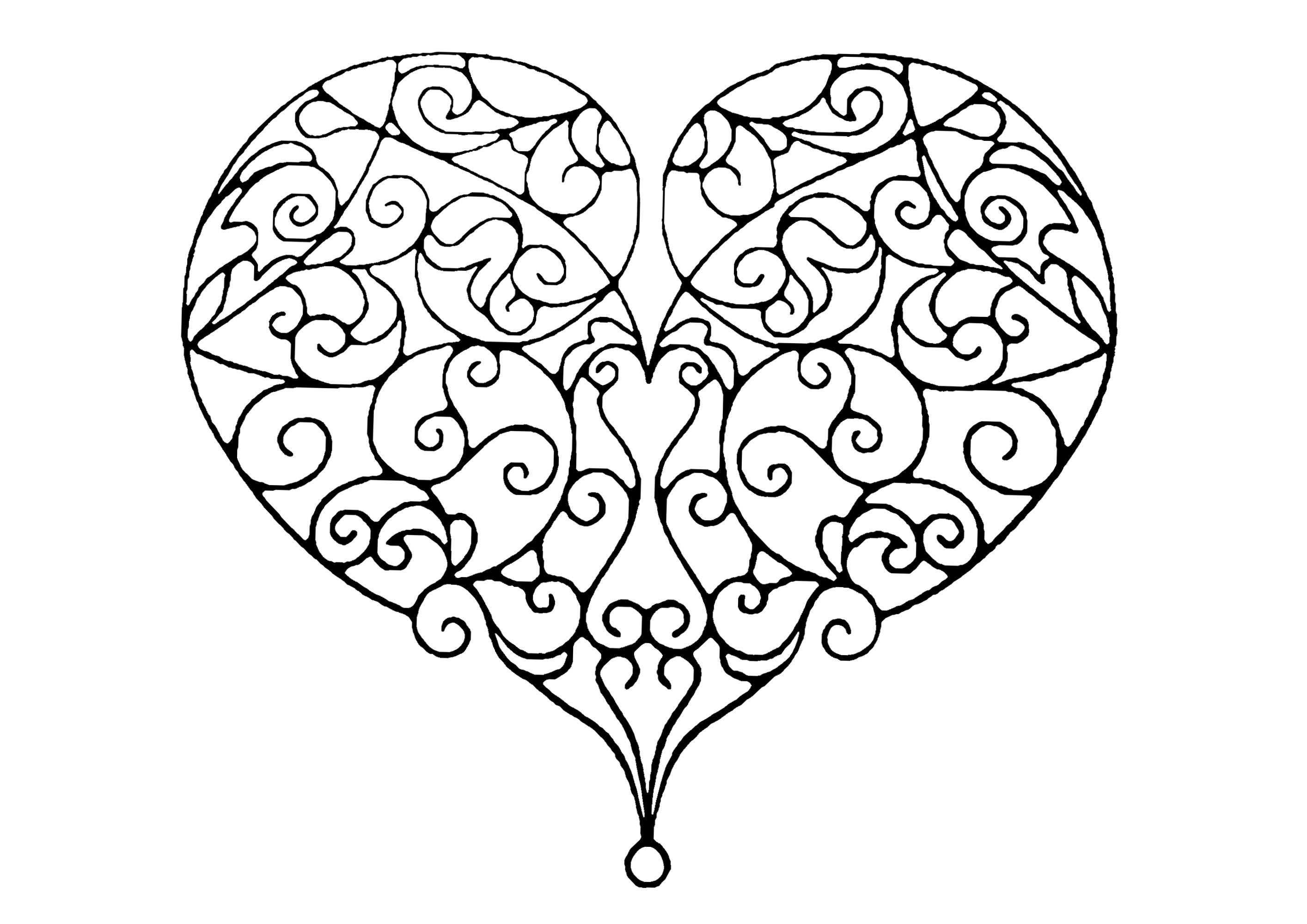 Color this heart created with intertwined lines, Artist : Art. Isabelle